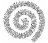 Shatchi 2 X 2M Silver Tinsel Garlands - Chunky Christmas Tinsel Garland - Tree, Mantelpiece And Party Decoration - Festive Home Décor