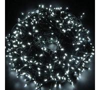 Shatchi 200 Leds Fairy String Lights Cool White Green Cable 8 Modes Mains Powered Memory Auto Timer