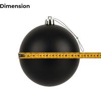 20cm Large Black Bauble PVC Shatterproof Matt Finish Christmas Balls Ornament - Festive Xmas Tree Hanging Decorations, Round Ornament for Holiday Home Decor