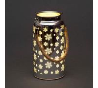SHATCHI 20cm Christmas Decorated Jar Table Lamp Etched Glass Tube Snowflakes Design Silver Lantern LED Fairy Lights Battery Operated