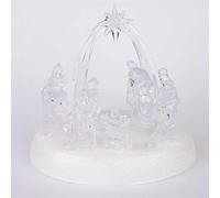 20cm Christmas Pre-Lit LED Musical Nativity Scene Acrylic Sculpture Battery Operated Light Up Xmas Tabletop Home Decorations