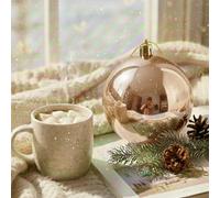 20cm Large Champagne Bauble PVC Shatterproof Glossy Finish Christmas Balls Ornament - Festive Xmas Tree Hanging Decorations, Round Ornament for Holiday Home Decor