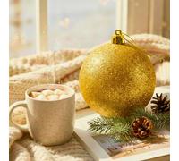 Shatchi 20Cm Dark Gold Glitter Christmas Bauble - Christmas Tree & Home Décor Ornament