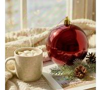 Shatchi 20Cm Dark Red Glossy Christmas Bauble - Premium Bauble & Home Décor Ornament