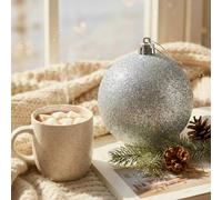 Shatchi 20cm Glitter Christmas Bauble - Christmas Tree & Home Décor Ornament in Silver | Size: 20 cm Shatchi Silver 20 cm