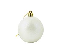 20cm Large White Bauble PVC Shatterproof Glitter Finish Christmas Balls Ornament - Festive Xmas Tree Hanging Decorations, Round Ornament for Holiday Home Decor