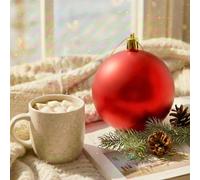 20cm Large Red Bauble PVC Shatterproof Matt Finish Christmas Balls Ornament - Festive Xmas Tree Hanging Decorations, Round Ornament for Holiday Home Decor