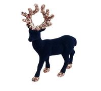 Shatchi 20Cm Midnight Blue Velvet Reindeer Ornament