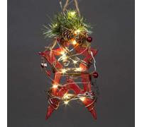 20cm Red Wooden LED Star Wall Hanging Ornament Christmas Holiday Home décor with 15 Warm white LEDs