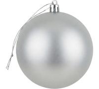 20cm Large Silver Bauble PVC Shatterproof Matt Finish Christmas Balls Ornament - Festive Xmas Tree Hanging Decorations, Round Ornament for Holiday Home Decor