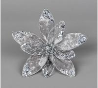 Shatchi 20Cm Silver Poinsettia Poinsettia Flower - 6Pcs Christmas Tree Decorations