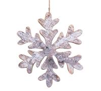 Shatchi 20cm Snowflake Shape Birch Bark Wooden Christmas Wall Hanging Decoration in Silver Shatchi Silver