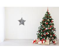 Shatchi 20cm Star Shape Birch Bark Wooden Christmas Wall Hanging Decoration in Silver Shatchi Silver