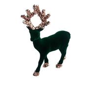 Shatchi 20Cm Velvet Deer Emerald - Christmas Reindeer Ornament - Indoor Table, Mantelpiece And Shelf Decoration - Festive Home Décor