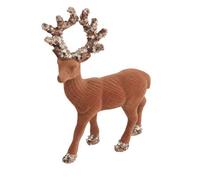 Shatchi 20Cm Velvet Deer Ornament, Dusky Brown