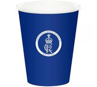 SHATCHI 20pcs King Charles III Blue Paper Cups 9oz King's Coronation UK British Royal Party Supplies Tableware Decorations Souvenir