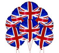 SHATCHI 20Pcs Large Union Jack Foil Balloon 18" Helium Fill Great Britain King Charles III Coronation BBQ Street Party Sports Royal Events Decorations, Red, White, Blue