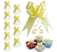 Shatchi 20Pcs Light Yellow 30mm/3Cm Large Ribbon Pull Bows For Gift Wrapping, Hampers, Florist Bouquets And Party Décor Pullbow