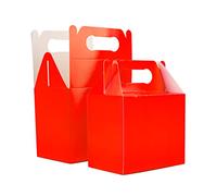 SHATCHI 20Pcs Red Colour Cardboard Lunch Takeaway Birthday Wedding Carry Meal Food Cake Party Box Childrens Loot Bags