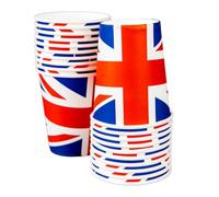 SHATCHI 20pcs Great Britain Union Jack Party Paper Cups Tableware King's Coronation Party Supplies Britain Pub BBQ Royal Theme Table Decorations
