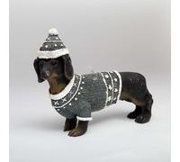 Shatchi 20x14cm Dachshund Wiener Figurine Room Aesthetic Cute Dog Shaped Decorative Candle Gifts for Animal Lover, Wax, Black in Grey | Size: 20x14 cm Shatchi Grey 20x14 cm