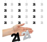 Shatchi 21St Glitz Black Anniversary Birthday Metallic Hanging String Shiny Foil Wall Decorations Pack Of 6