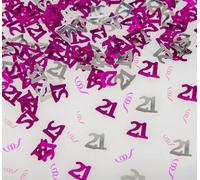 Shatchi 21Th Birthday Confetti Pink & Silver 2 Pack X 14 Grams Birthday Decoration Foil Metallic 2 Pack