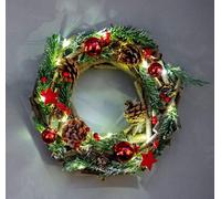 Shatchi 22Cm - B/o Led Twig Wreath Red