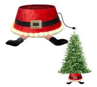22inch LED Christmas Tree Skirt Light Up Santa Style Xmas Tree Stand Base Cover Collar Trunk Basket Ring for Tree Decorations