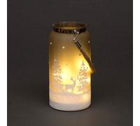 Shatchi 23Cm Christmas Decorated Jar Table Winter Forest Scene Lantern