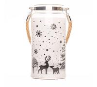 Shatchi 23Cm Christmas Decorated Jar Table Winter Woodland Scene Lantern