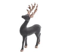 Shatchi 23Cm Grey Velvet Deer - Christmas Reindeer Ornament - Indoor Table, Mantelpiece And Shelf Decoration - Festive Home Décor