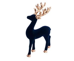 Shatchi 23Cm Midnight Blue Velvet Deer Ornament