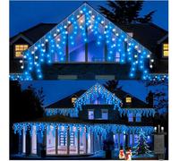 Shatchi 240 Led Icicle Lights 5M - 8 Modes, Blue And White Outdoor Christmas Lights