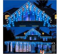 Shatchi 240 White & Blue LED Icicle Christmas Lights - 8 Modes, Auto Timer Shatchi White