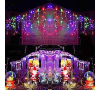SHATCHI 240LEDs Waterfall Icicle Christmas Lights Multicolour - Multifunction 8 Modes, Timer Clear Cable Indoor/Outdoor Low Voltage Waterproof Curtain Light Christmas Decoration