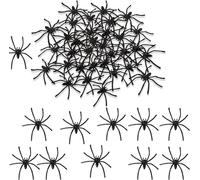 SHATCHI 24Pcs Spooky Black Realistic Plastic 4.5cm Halloween Party Fake Props Novelty Fun Decorations Prank Joke Scary Spider Haunted, 24 Pcs