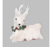 Shatchi 25Cm Christmas Tabletop Decorated With Pines Berries Showpieces Decoration, White Lying Deer