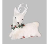 Shatchi 25cm Christmas Tabletop Decorated with Pines Berries Showpieces decoration, White Lying Deer Shatchi White