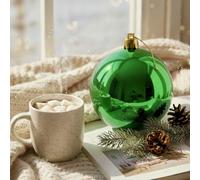 Shatchi 25Cm Dark Green Glossy Christmas Bauble - Premium Bauble & Home Décor Ornament