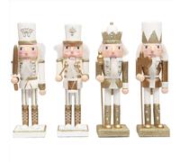 Shatchi 25cm Gold Wooden Nutcrackers Soldiers King Drummer Christmas Ornament 4pcs Set Shatchi Gold