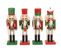 Shatchi 25cm Red Green Wooden Nutcrackers Soldiers King Drummer Christmas Ornament 4pcs Set Shatchi Green