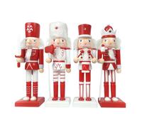 Shatchi 25cm Red Wooden Nutcrackers Soldiers King Drummer Christmas Ornament 4pcs Set Shatchi Red