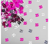 Shatchi 25Th Birthday Confetti Pink & Silver 4 Pack X 14 Grams Birthday Decoration Foil Metallic 4 Pack