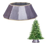 Shatchi 26.8 Inch Red Velvet Diamond Shape Christmas Tree Collar with Foldable Design in Silver Shatchi Silver