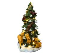 Shatchi 27Cm Battery Operated Led Resin Christmas Tree With Woodland Deer Scene Decoration