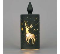 27cm Christmas Decorated Vase Candle Led Black Glass Candle / Stag Shatchi Black One Size