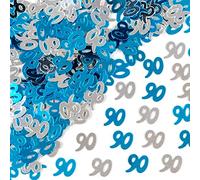 SHATCHI 28g Blue & Silver 90th Birthday Confetti Foil Metallic Glitz Table Scatter Sprinkles Age Bday Party Decor, 12mm (SHATCHI)