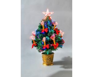 Shatchi 2Ft/60Cm Candle & Bow Fibre Optic Christmas Tree Led Pre-Lit