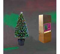 SHATCHI 2Ft/60cm Fibre Optic Christmas Star Topper-LED Berries Balls Decorations-Pre-Lit Green Artificial Xmas Tree-Multicolor Changing Lights, PVC, 60 cm